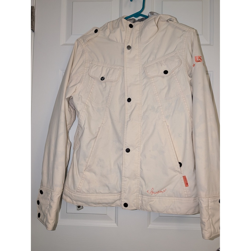 Burton Cream Hooded Snowboard Jacket Womens Small Y2K Gorpcore Utility Puffer